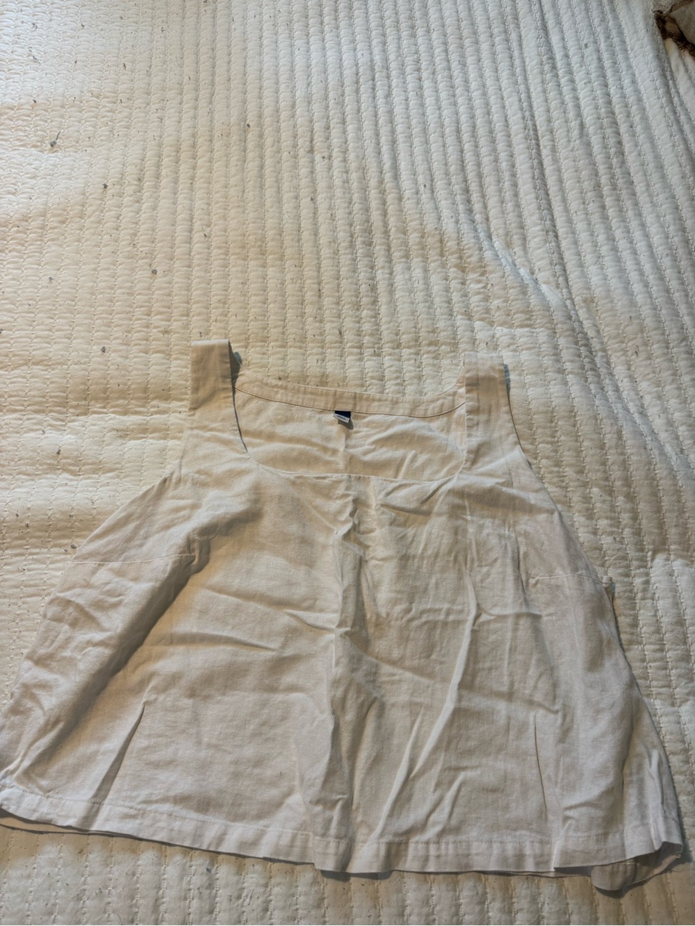 Old Navy Lightweight White Linen Square Neck Tank Top